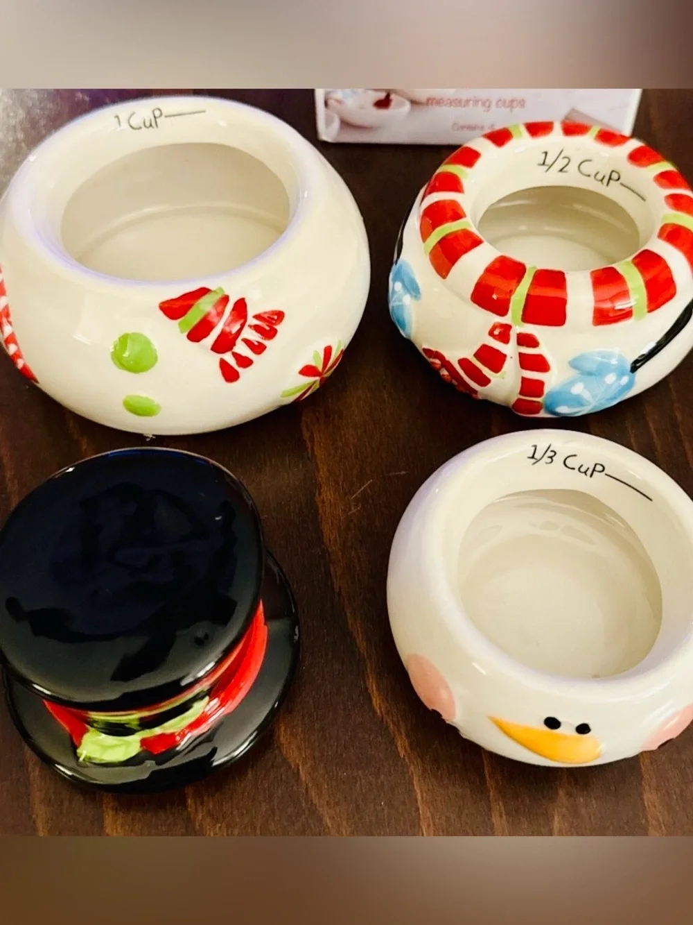 Pier 1 Imports Snowman Stacked Measuring Cups Original Box